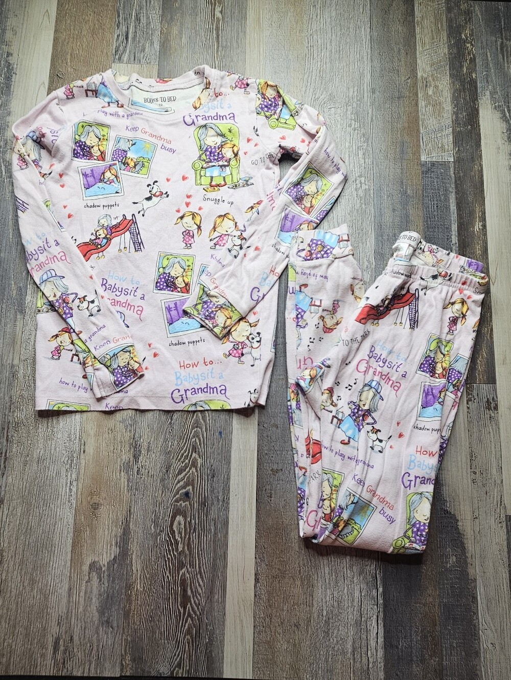 Books To Bed Pajamas PJs Sleepwear Size 10 Babysit Grandma